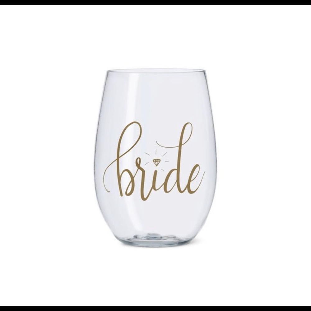 Bridal- NEW “Bride” Stemless Plastic Wine Cup 16oz | Bachelorette | Bride Gifts